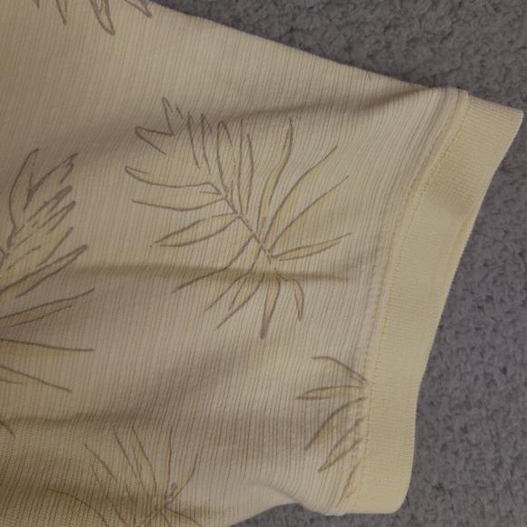 Geoffrey Beene Polo Shirt Mens XL Yellow Beige Striped Hawaiian Short Sleeve - Picture 7 of 13